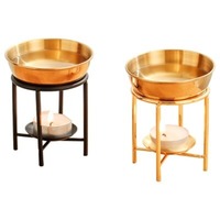 Ensemble diffuseur d'huiles essentielles élégant à quatre piliers en acier inoxydable, finition mate, écologique, sans alcool, avec bougie chauffe-plat pour la maison