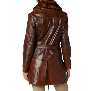 Prix de gros personnalisé 2026 Veste d'hiver épaisse pour femmes, imperméable, col en cuir véritable, bouton, manteau - Product Image 3