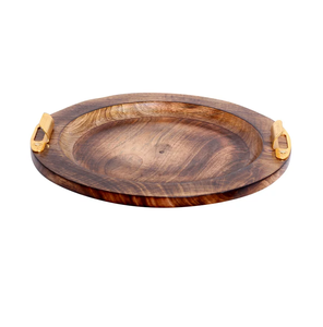 Bandeja de servicio de madera de mango con platos de condimento extraíbles Bandeja de servicio giratoria para cumpleaños y bodas a la venta - Product Image 2