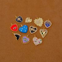 Pendentif Cœur en Laiton Émaillé Bleu Céleste Plaqué Or 18K Incrusté de Zircons Cubiques Tendance Romantique Galaxie Étoile Lune pour Enfants