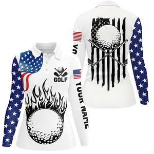 T-shirt polo à manches longues pour homme avec logo personnalisé, vêtements de sport décontractés confortables en polyester tricoté et à imprimé golf - Product Image 3