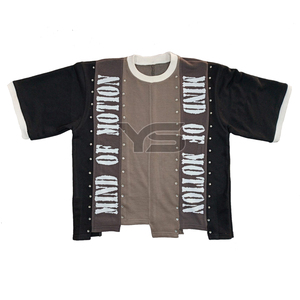 เสื้อยืดผู้ชายประดับพลอยเทียมทรงโอเวอร์ไซส์ดีไซน์ตามสั่งลายโลโก้แวววาวแวววาวแวววาวสินค้ามาใหม่ - Product Image 1