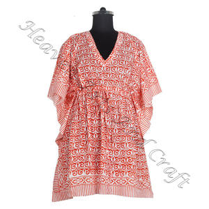 Nouvelle arrivée 2024 indien main bloc imprimé caftan Robe KFCS010 Robe d'été Kimono vacances coupe ample Robe vêtements pour femmes - Product Image 5