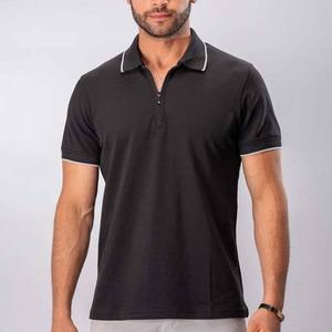 Polo de golf con media cremallera para hombre, venta al por Mayor de verano, poliéster transpirable, logotipo bordado impreso personalizable, algodón de talla grande - Product Image 1