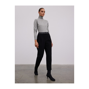 PANTALONS EN MÉLANGE DE LÂNE AVEC DETAIL EN FAUX CUIR ET FONCTION ANTI-POILS - Product Image 1