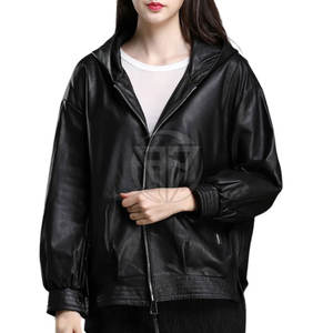 Sweat à capuche en cuir classique décontracté pour femme, construction durable, design moderne et élégant, prêt pour l'hiver, coupe-vent respirant - Product Image 6