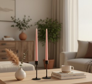 Soft <b>Pink</b> <b>Taper</b> <b>Candles</b> - Set of 2 they are ideal for dining tables, living rooms, bedrooms, balconies, weddings. - Product Image 3