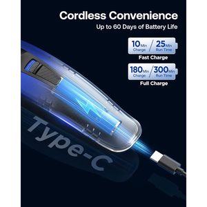 Kit de tondeuse à cheveux sans fil professionnelle 2-en-1 pour la coupe de la barbe et des moustaches, 10 embouts détachables, moteur turbo pour une coupe polyvalente - Product Image 3