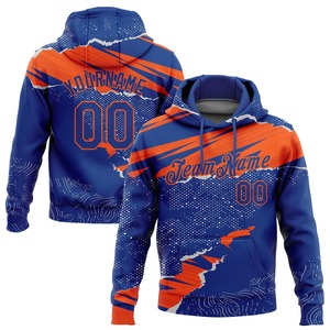 Directo industria venta al por mayor 3D bordado personalizado cosido naranja real 3D papel rasgado estilo deportes pulóver Sudadera con capucha - Product Image 1