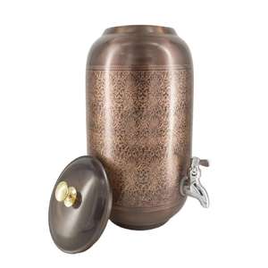 Copper Matka Matte 5 8 10 Litr Capacity Pure Copper Pot <b>Water</b> Dispenser Ayurveda Hammered <b>Water</b> <b>Tank</b> Cooler Contain Agate - Product Image 6