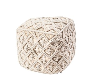 Handmade Modern Style Pouf Pure Cotton Square Hand Knitted Crochet <b>Floor</b> Pouf Home Decorative <b>Seating</b> Bone Inlay Console - Product Image 2