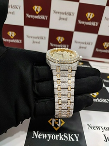 41mm de luxe en acier inoxydable hommes/femmes montre-bracelet avec mouvement automatique véritable Moissanite diamant cadran fenêtre verre matériel - Product Image 3