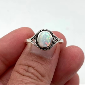 Opale pierre précieuse bague bijoux pour femmes argent Boho Style bijoux 925 argent Sterling tendance à la main bague cadeau pour elle - Product Image 1