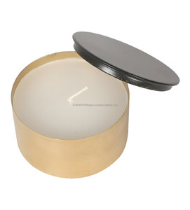 Premium Quality Black & Gold Wax <b>Jar</b> Candle with Lid in Bulk Price - Product Image 1