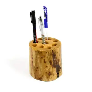 التخصيص خشبية القلم و حامل القلم الرصاص و جولة شكل مع ثقوب و 3 حجم مختلفة و الطبيعي الخشب رخيصة الثمن