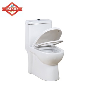 WC monobloc allongé en céramique moderne, le plus populaire, avec double chasse et siphon en S, pour salle de bain - Product Image 3