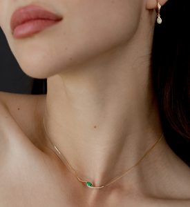 Rose Gold <b>Emerald</b> <b>Pendant</b> Necklace With Diamond Accents Minimalist Design Box Chain Women's Everyday Wear - Product Image 4