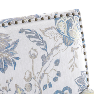 Silla decorativa Camelia tapizada de tela de lino, silla de sala de estar con remache, sillón con patas de madera, Material de alta calidad - Product Image 3