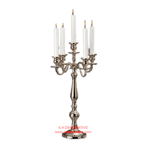 Candélabre de table en métal à 5 bras pour la décoration de la maison candélabre fait à la main en aluminium argenté Design unique mariage décoré - Product Image 5