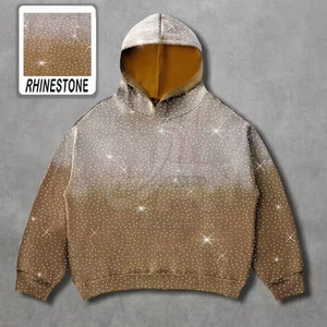 เสื้อฮู้ดผู้ชายแฟชั่นใหม่ ไซส์ใหญ่ ประดับเพชรเทียม ผ้าฝ้าย สไตล์ลำลอง เสื้อฮู้ดผู้ชายประดับเพชรเทียม - Product Image 2