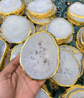 Sous-verres en Agate blanche Offre Spéciale naturelle de meilleure qualité avec pierre argentée ou dorée sous-verres à Quartz