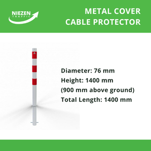 Borne en acier réfléchissant blanc rouge fixe dissuasive ancrée au sol Installation de site extérieur Bandes de béton montées sur béton - Product Image 3
