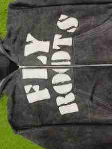 Applique de haute qualité en détresse broderie Patch Vintage soleil fané lourd 600gsm pierre lavé à l'acide fermeture éclair à capuche - Product Image 5