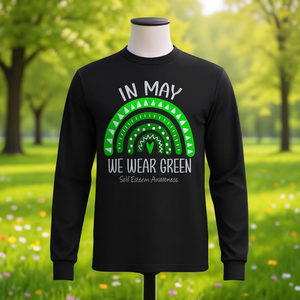 Nel mese di maggio indossiamo una maglietta verde a maniche lunghe per la consapevolezza dell'autostima - Product Image 3