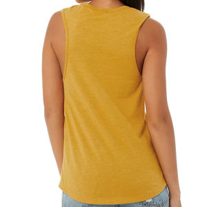 Temporada de verano Tallas grandes Ropa para correr Camiseta sin mangas para mujer/Algodón/Fibra de bambú Mujeres Estilo deportivo Camiseta sin mangas elástica para la venta - Product Image 3