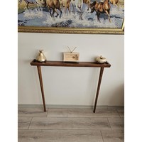 Table console étroite en bois massif pour entrée, fabrication directe d'usine, table console sur mesure, bois de hêtre massif, finition noyer