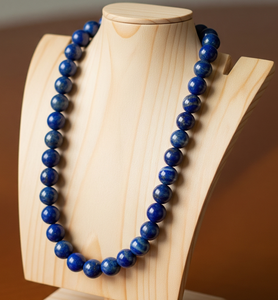 Collar de plata 925 de 18 pulgadas para mujer, cuentas de piedra de lapislázuli, anudado diseño geométrico, oro de 24 quilates, curación Natural, moda de moda - Product Image 6