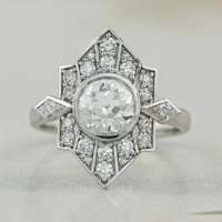 Bague de fiançailles vintage design ancien européen avec lunette de taille ronde Bague en diamant de laboratoire Pierre principale Bague en or massif 14k