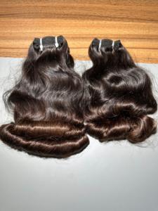 100% Natural Raw Bouncy Curly Remy Hair Mejor calidad Extensiones de cabello humano indio Paquete Vendedor Mayorista: No modelo permanente - Product Image 4