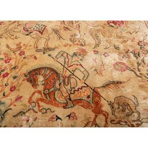 Tapis en soie noué à la main Gulmarg Pae-6323 vert, 10 mm d'épaisseur, avec motif animalier pour la maison, l'entrée, le salon, la chambre - Product Image 3