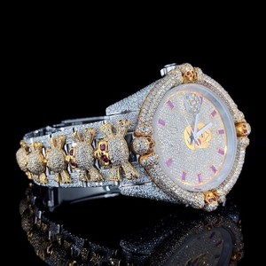 Montre mécanique de luxe automatique en acier inoxydable de haute qualité 41 mm, fabrication artisanale, design entièrement serti de diamants, cadran en verre de diamant cultivé en laboratoire - Product Image 4