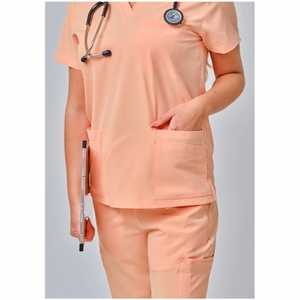 scrubs uniforms sets Stand collar short sleeve Scrubs Sets <b>Long</b> Sleeve Uniforms in Multiple Colors Jersey Fabric Medical Items - Product Image 3