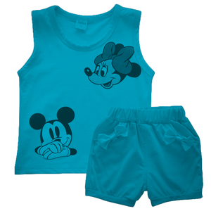 Summer Kids Girls Solid Vest 2025 New Casual Sleeveless Vest Set for Boys 100% Cotton Children's Clothing with Cartoon Pattern - Product Image 1