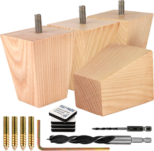 Patas de Plástico Moldeadas por Inyección para Muebles de Estilo Mid-Century, Resistentes, Cónicas, de 115 mm, con Acabado de Madera y Perno de Placa Negra para Silla - Product Image 2