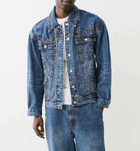 Manufacturer Custom Vintage Denim Winter Work Wear Jackets Reversible <b>Stand</b> Collar Front Letter Fleece Lining for Men Wholesale - Product Image 5