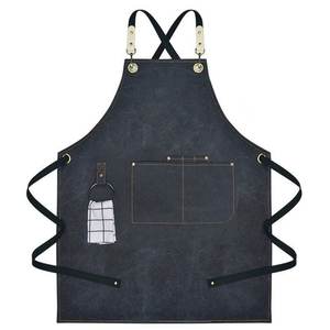 Delantal de peluquería personalizado con correas cruzadas de cuero - Product Image 2