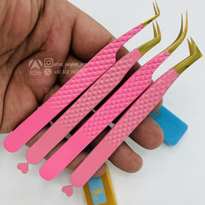 2025 pointes d'or avec bébé rose pince à cils en acier inoxydable durable pince à épiler en fibre pointue pince à cils en acier inoxydable - Product Image 1