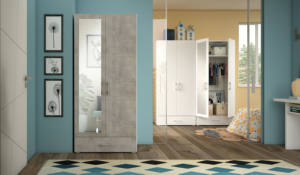 Armario moderno de madera con puertas de espejo, mueble de dormitorio hecho en Italia - Product Image 3