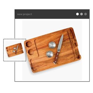 Assiette à steak en bois d'acacia de qualité supérieure 2 tasses à condiments planche de service à découper personnalisée et écologique sans danger pour la cuisine - Product Image 4