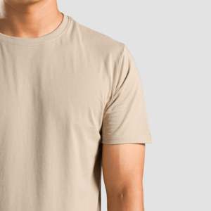 เสื้อยืด GA Basic สีเบจ ผ้าฝ้าย/ใยไผ่ เนื้อหนัก นุ่ม ย้อมเส้นด้าย พิมพ์ลายสกรีน - Product Image 5