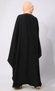 Wholesale Custom Luxury Satin Anti-Wrinkle Handmade Abaya Women High Quality Silk Dubai Style <b>Ruffle</b> Sleeves Traditional Muslim - Product Image 3