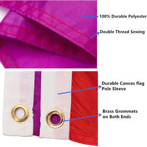 ชุดธงเกย์ไพรด์สีรุ้ง 2 ชิ้น ขนาด 3x5 ฟุต - ธงประดับงานพาเหรด LGBTQ ป้องกันการซีดจางจากแสงยูวี สำหรับใช้ภายในและภายนอกอาคาร (ธงไพรด์ 6 แถบ) - Product Image 2