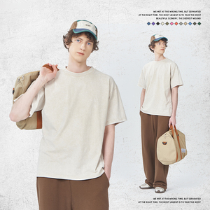 Camiseta de algodón 100% Unisex de primera calidad, logotipo de impresión de peso pesado personalizable, camisetas de tela de Jersey de gran tamaño sólido para hombre - Product Image 3