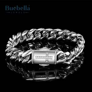 12mm 925 plata esterlina 18K oro blanco plateado Hip Hop joyería Miami Cuban Link pulsera para hombres - Product Image 3