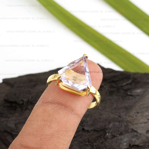 Trendy 13mm Shape 925 Sterling Silver Lab Created Pink <b>Amethyst</b> Quartz Prong Setting 18K <b>Gold</b> Plated Christian Eternity <b>Ring</b> - Product Image 1