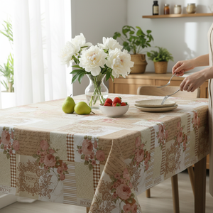 Classic Modern Multi Color Floral Woven PVC Tablecloth 140*180cm Eco-Friendly Oilproof <b>Waterproof</b> Washable Home Picnic-Ready - Product Image 1